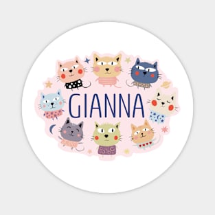 Gianna name with cartoon cats Magnet